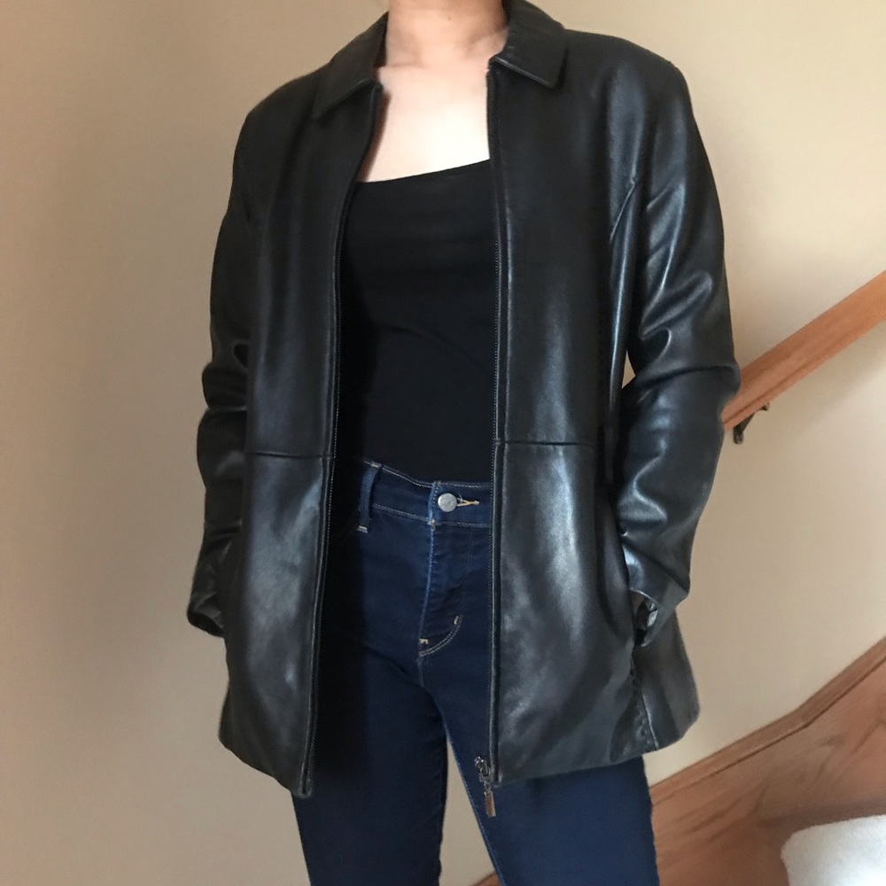 Genuine Leather Black Women Jacket - Petite Medium